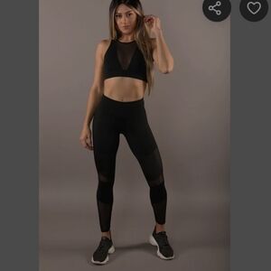 Black Mesh Panel Leggings
